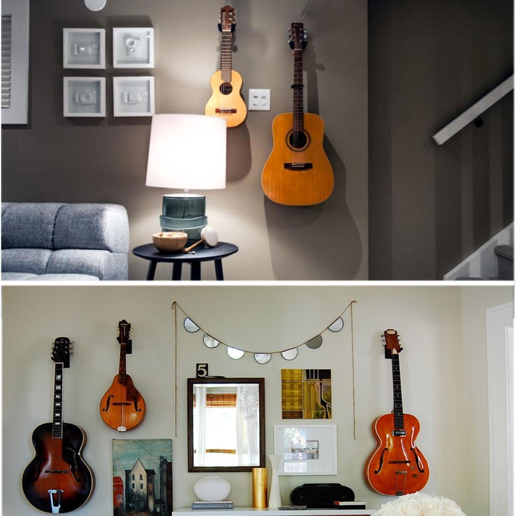Metal Guitar Wall Mount Hanger – Deep U-Cradle Wall Bracket with Screws for Acoustic, Electric & Bass Guitars, Ukulele