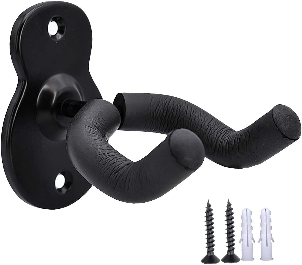 Metal Guitar Wall Mount Hanger – Deep U-Cradle Wall Bracket with Screws for Acoustic, Electric & Bass Guitars, Ukulele