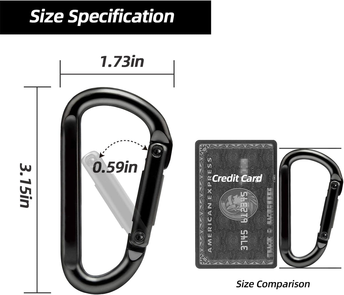 Heavy Duty Carabiner Clips (860 lbs Capacity) – 3 Inch D-Ring Spring Snap Hooks for Camping, Gym & Outdoor Gear