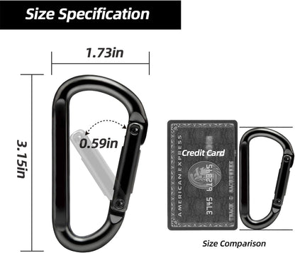 Heavy Duty Carabiner Clips (860 lbs Capacity) – 3 Inch D-Ring Spring Snap Hooks for Camping, Gym & Outdoor Gear