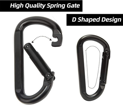 Heavy Duty Carabiner Clips (860 lbs Capacity) – 3 Inch D-Ring Spring Snap Hooks for Camping, Gym & Outdoor Gear