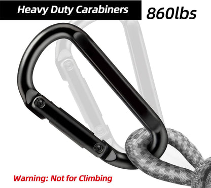 Heavy Duty Carabiner Clips (860 lbs Capacity) – 3 Inch D-Ring Spring Snap Hooks for Camping, Gym & Outdoor Gear
