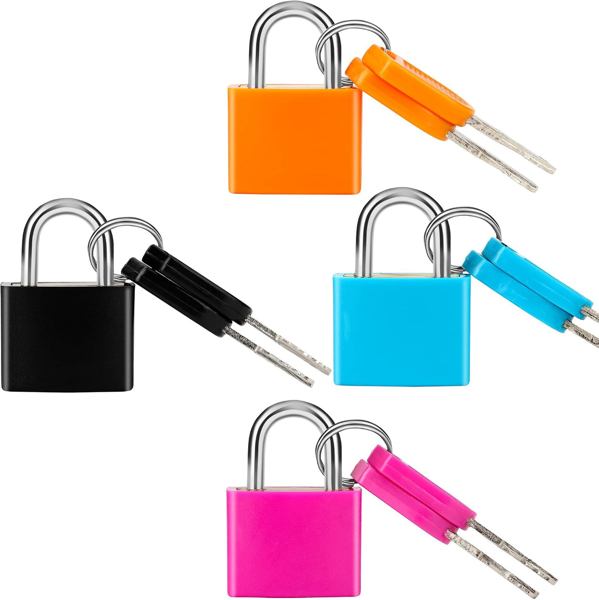 4-Pack Multicolor Mini Keyed Padlocks – Portable Small Metal Luggage Locks with Keys for Suitcase, Backpack & Laptop Bag