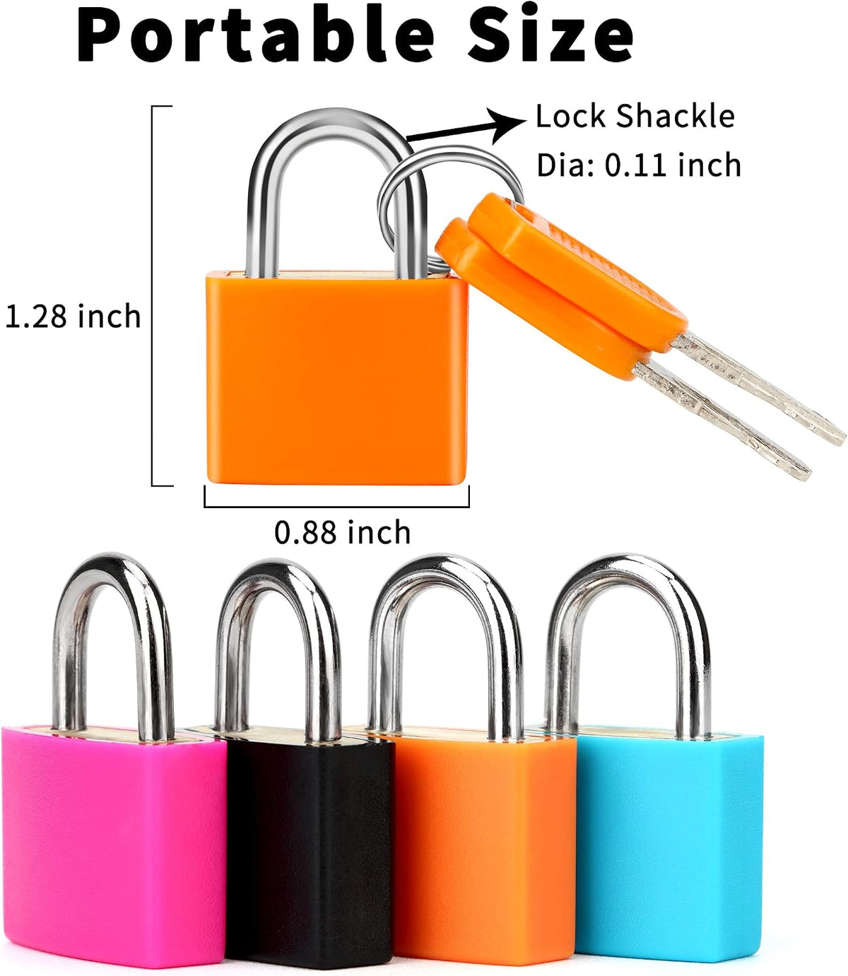 4-Pack Multicolor Mini Keyed Padlocks – Portable Small Metal Luggage Locks with Keys for Suitcase, Backpack & Laptop Bag