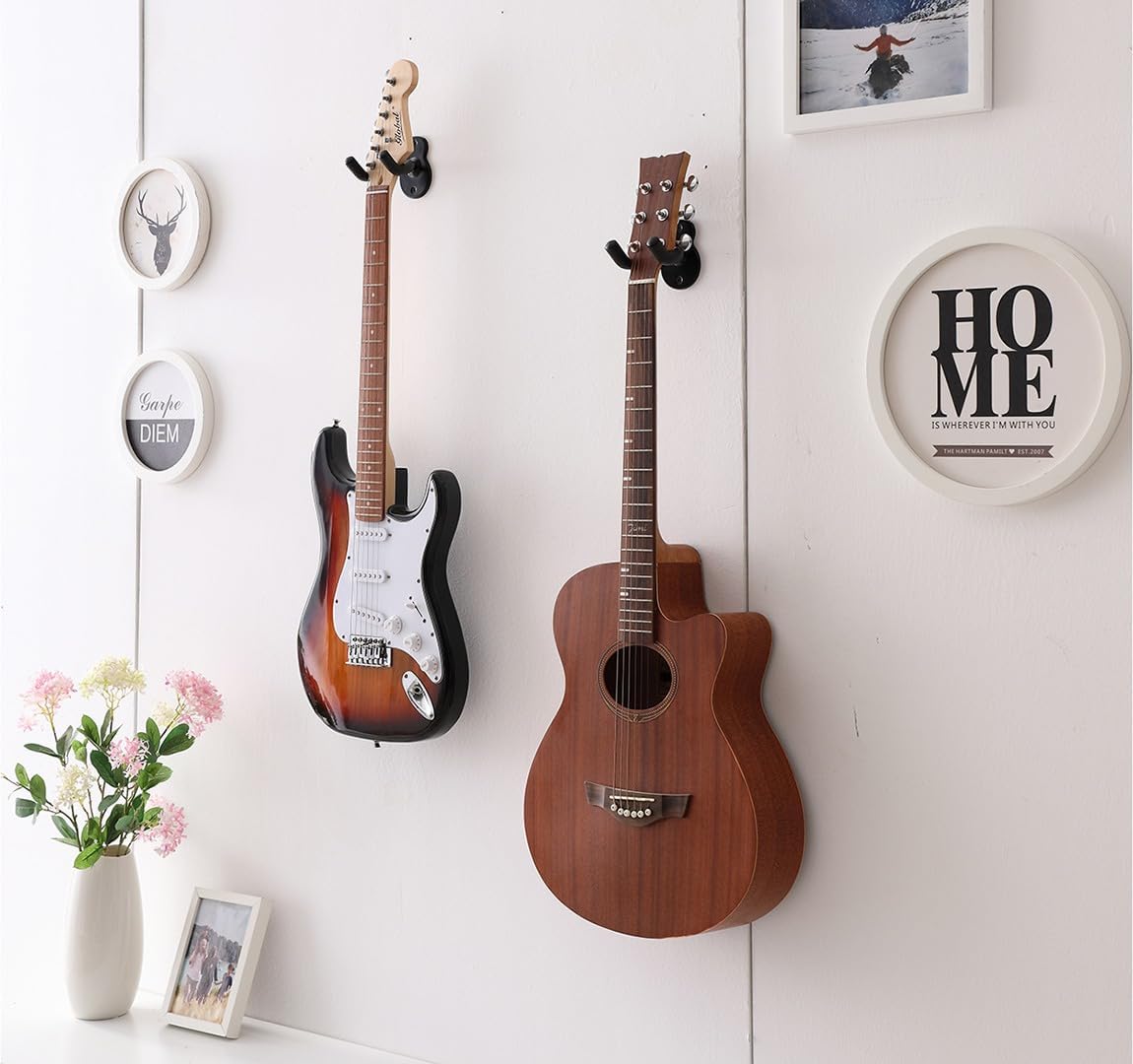 Metal Guitar Wall Mount Hanger – Deep U-Cradle Wall Bracket with Screws for Acoustic, Electric & Bass Guitars, Ukulele