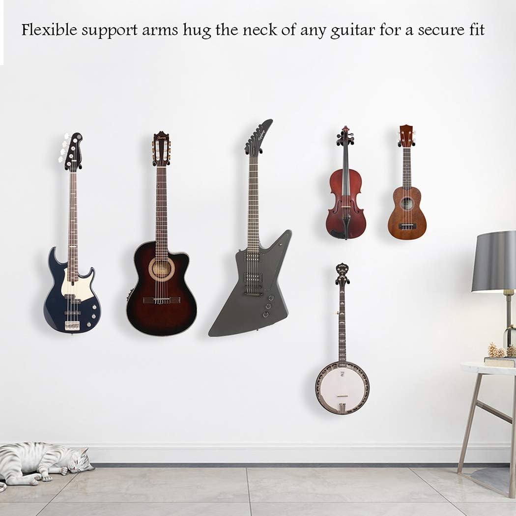 Metal Guitar Wall Mount Hanger – Deep U-Cradle Wall Bracket with Screws for Acoustic, Electric & Bass Guitars, Ukulele