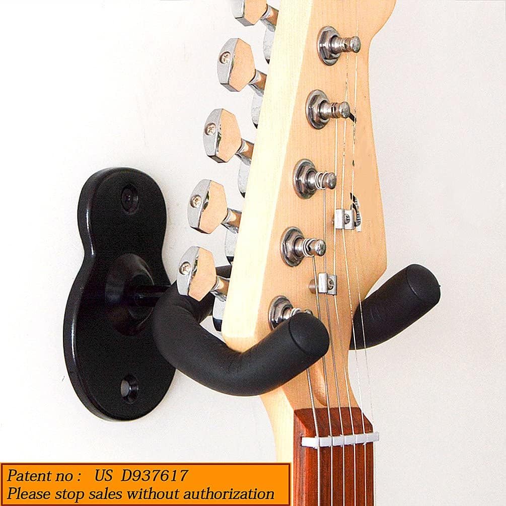 Metal Guitar Wall Mount Hanger – Deep U-Cradle Wall Bracket with Screws for Acoustic, Electric & Bass Guitars, Ukulele