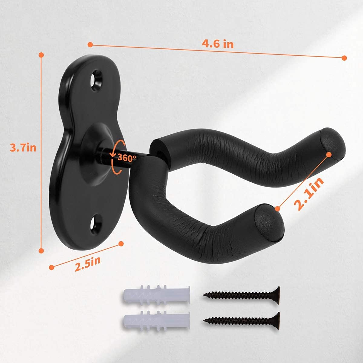Metal Guitar Wall Mount Hanger – Deep U-Cradle Wall Bracket with Screws for Acoustic, Electric & Bass Guitars, Ukulele